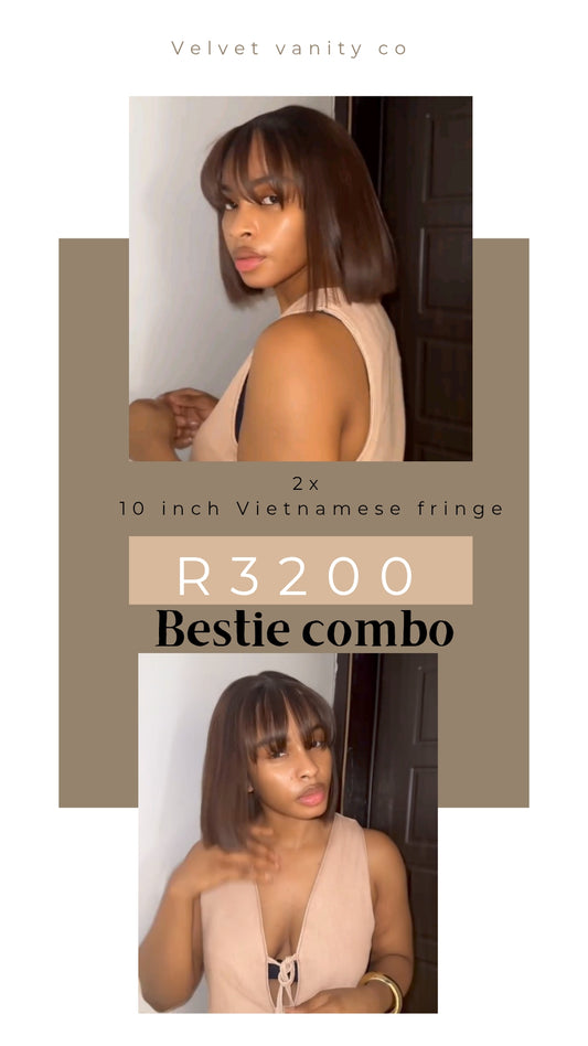 bestie combo vietnamese double drawn fringe 10 inch